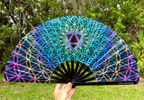 “Critical Convergence" 13.25'' Bamboo Folding Hand Fan