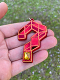 "Question Everything" - Red Anodized 3D Pendant