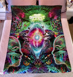 LARGE "Inter Dimensional Oasis / Digital Awakening" Double Sided Microfiber Blanket - Queen Size
