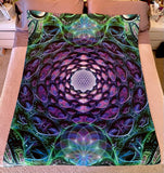 LARGE "Seat of the Soul / Horus - Rainbow God" Double Sided Microfiber Blanket - Queen Size