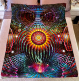 LARGE "Petal Portal / Through the Veil of Reality" Double Sided Microfiber Blanket - Queen Size